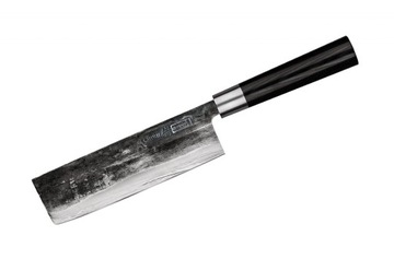 Nóż Nakiri Samura-Super5, stal adamaszkowa, 17.1 cm, srebrny/czarny