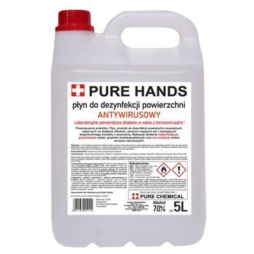PŁYN DO DEZYNFEKCJI POWIERZCHNI PURE HANDS 70% 5l