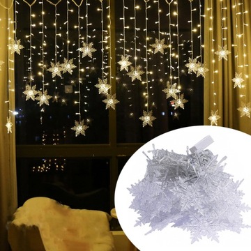 KURTYNA ŚWIETLNA LED Girlanda LAMPKI 3X3M PILOT Z PAMIĘCIĄ USB BIAŁE CIEPŁE