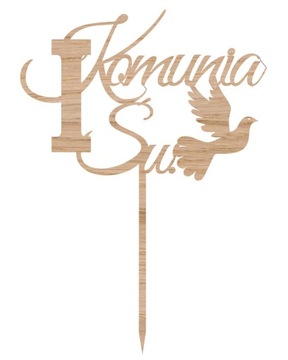 Topper Pierwsza Komunia Święta- drewno TKD-1