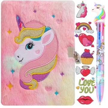 PAMIĘTNIK JEDNOROŻEC+ HAFT DIAMENTOWY DŁUGOPIS NOTESIK UNICORN SZKOLNY