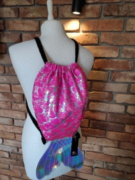 PLECAK TORBA SZKOLNA MERMAID SYRENKA HOLO RÓŻOWY SKÓRA EKO DZIECIĘCA NA WF