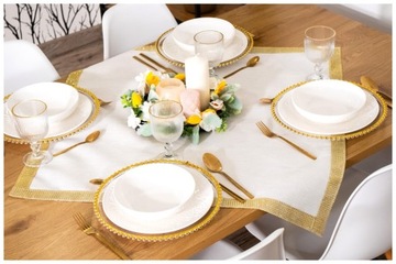 GOLD ecru GLAMOUR блестящая дорожка с цирконами 60х120 для стола или журнального столика