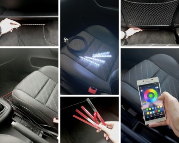 Освещение салона автомобиля RGB 6x12LED BLUETOOTH