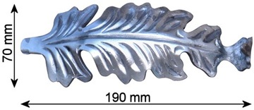 Liść stalowy ozdobny z blachy dł.19cm element kuty