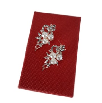 KOLCZYKI SZTYFTY ROSE GOLD ZŁOTE PERŁY ŚLUBNE 3 CM