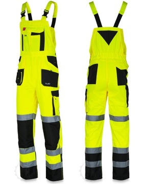 Ogrodniczki robocze spodnie na szelkach ODBLASKOWE OSTRZEGAWCZE BHP 5XL 60