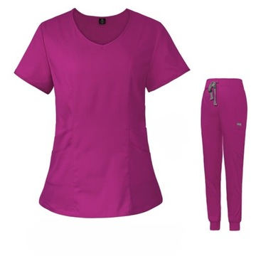 KOMPLET MEDYCZNY DAMSKI SCRUB UNIFORM MUNDUREK CIEMNORÓŻOWY ROZMIAR M