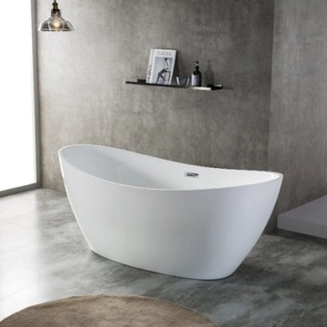 ОТДЕЛЬНОСТОЯЩАЯ ВАННА RICA 513C БЕЛАЯ ПЕРЕЛИВ ХРОМ 170x75 СМ