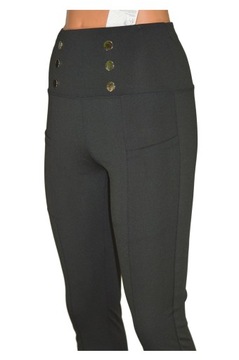 legginsy damskie młodzieżowe L/XL wysoki pas wyszczuplające z guzikam 11102