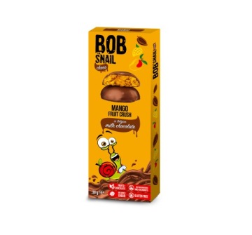 BOB SNAIL Печиво фруктове манго в молочної шоколаді 30 г