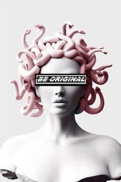 Plakat na płótnie Graffiti Medusa statua Vaporwave