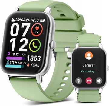 Smartwatch Zegarek Pomiar Tętna Kroków Snu Wodoodporny IP68 + Czarny Pasek