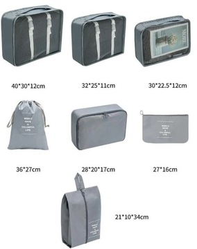 ДОРОЖНЫЙ ОРГАНАЙЗЕР ДЛЯ ЧЕМОДАНА, СУМКИ, ГАРДЕРОБА, НАБОР ИЗ 7 ОДЕЖДЫ И ОБУВИ