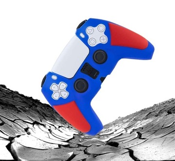 КРЫШКА СИЛИКОНОВЫЙ ЧЕХОЛ ДЛЯ PS5 DUALSENSE 5 Синий-Красный