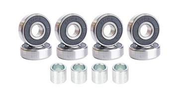 8 черных колес для роликовых коньков диаметром 76 мм + 16 подшипников Croxer Abec9