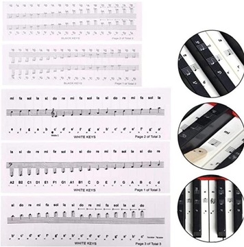 Naklejki na keyboard pianino PVC 54/61/88