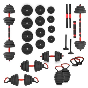ZESTAW CIĘŻARÓW HANTLE SZTANGA KETTLEBELL HMS SGN120 PRO SET 20KG 6w1 SPORT