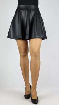 SPÓDNICA EKO SKÓRA KOŁO MINI ROZKLOSZOWANA r. 40