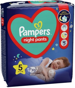 PIELUCHOMAJTKI PAMPERS PANTS NIGHT NOC 5 22 SZT