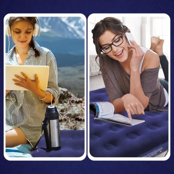 ДВОЙНОЙ НАДУВНОЙ МАТРАС ДЛЯ СПАНИЯ И КУПАНИЯ, ВЕЛЮР, ЭЛЕКТРОНАСОС