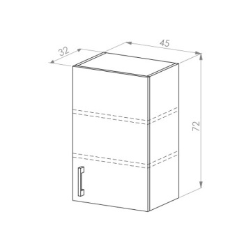 БЕЛЫЙ ПОДВЕСНОЙ КУХОННЫЙ ШКАФ ПРАВЫЙ, 45см ALBA