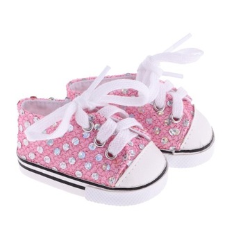 2 пары кроссовок с пайетками, кукольная обувь.