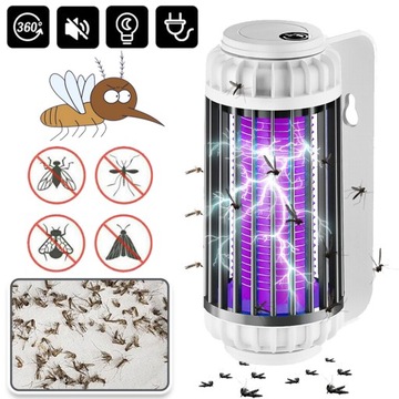 LAMPA UV PUŁAPKA PRZENOŚNY NA KOMARY MUCHY MOLE OWADY AKUMULATOR BIAŁY