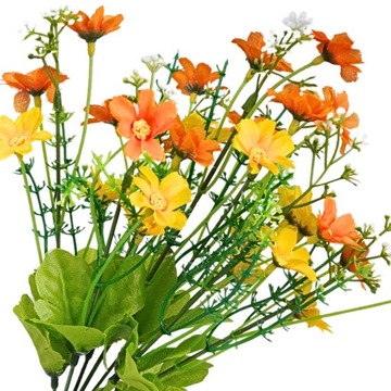 BUKIET KWIATÓW SZTUCZNYCH 32cm KWIATY WIOSENNE KOSMOS FLORET POMARAŃCZOWE