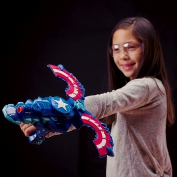 NERF ПИСТОЛЕТ ЩИТ КАПИТАН АМЕРИКА КОСТЮМ MARVEL + ЖУРНАЛ 20 СТРЕЛ