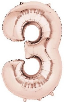 CYFRA 3 BALON 80cm ROSE GOLD URODZINY RÓZOWE ZŁOTO