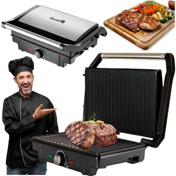 GRILL ELEKTRYCZNY OPIEKACZ KONTAKTOWY SKŁADANY REGULACJA TEMPERATURY 1600 W