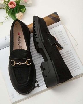 ЧЕРНЫЕ МОКАСИНЫ ЖЕНСКИЕ С ДЕКОРАЦИЕЙ IMERILLA 38
