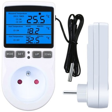 TERMOSTAT TIMER CYFROWY REGULATOR TEMPERATURY GNIAZDO SIECI 230V max. 3680W