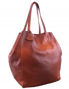 Torebka Skórzana Damska Shopper Skóra Naturalna Worek Model 2w1