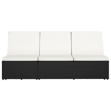 Садовая кровать vidaXL с подушкой из поли ротанга, черный