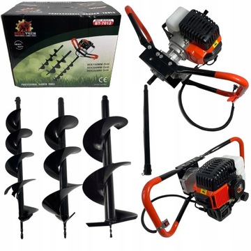 БЕНЗИНОВЫЙ ШНЕК ДЛЯ ПОЧВЫ БУРА 3x БУРА + УДЛИНИТЕЛЬ