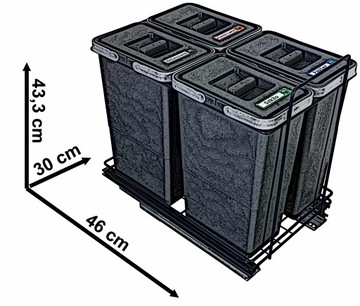 Сортировщик мусора EcoCube Бесшумное закрывание 4x8 32л 40см прочные направляющие ПОЛЬСКИЙ