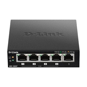 D-Link Przełącznik switch DES-1005P 5-portów PoE Fast Ethernet do PC