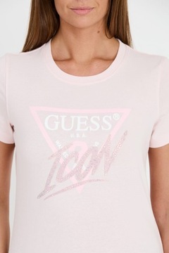 GUESS Różowy T-shirt Icon Tee L