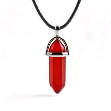 2023 Natural Stone Leather Necklace Fashion Hexagon Pillar Bullet Crystal