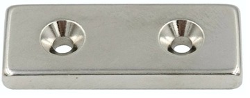 MAGNES NEODYMOWY MOCNY 40x15x5 mm Z OTWOREM 7/3,5 mm POD WKRĘT 4 SZTUKI