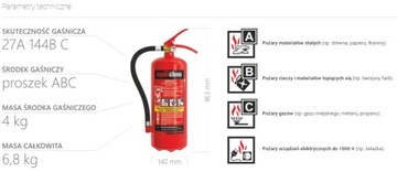 GAŚNICA PROSZKOWA GP-4KG ABC BEZ WIESZ.