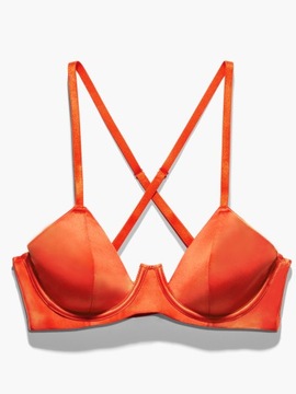 SAVAGEX POMARAŃCZOWY SATYNOWY BŁYSZCZĄCY BIUSTONOSZ PUSH UP 36D 80D