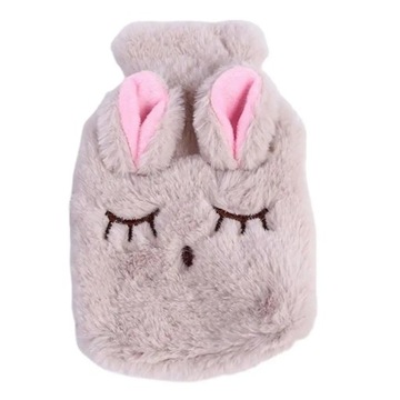 Cute Hot Water Bottle Bag For Girls Cartoon Plush Squinting Rabbit Shape