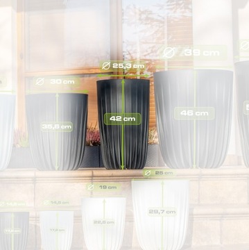 ЦВЕТОЧНЫЙ ГОРШОК ПОДСТАВКА ДЛЯ ЦВЕТОВ САДОВАЯ ЧАШКА ТЕРРАСА MIRA ВСТАВКА ВЫСОКАЯ 25x42см