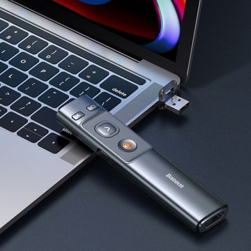 BASEUS WIELOFUNKCYJNY WSKAŹNIK LASER DO PREZENTACJI PILOT DO LAPTOPA USB-C