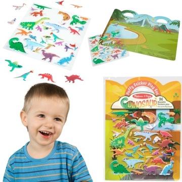 Książeczka z naklejkami wielorazowymi dinozaury