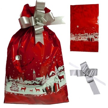 OZDOBNA ŚWIĄTECZNA TOREBKA + KOKARDKA 53CMx32CM