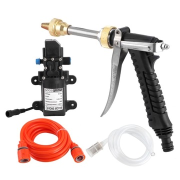 Портативная мойка высокого давления 12 В, комплект шлангов для водяного насоса 130 фунтов на квадратный дюйм, мощность 80 Вт